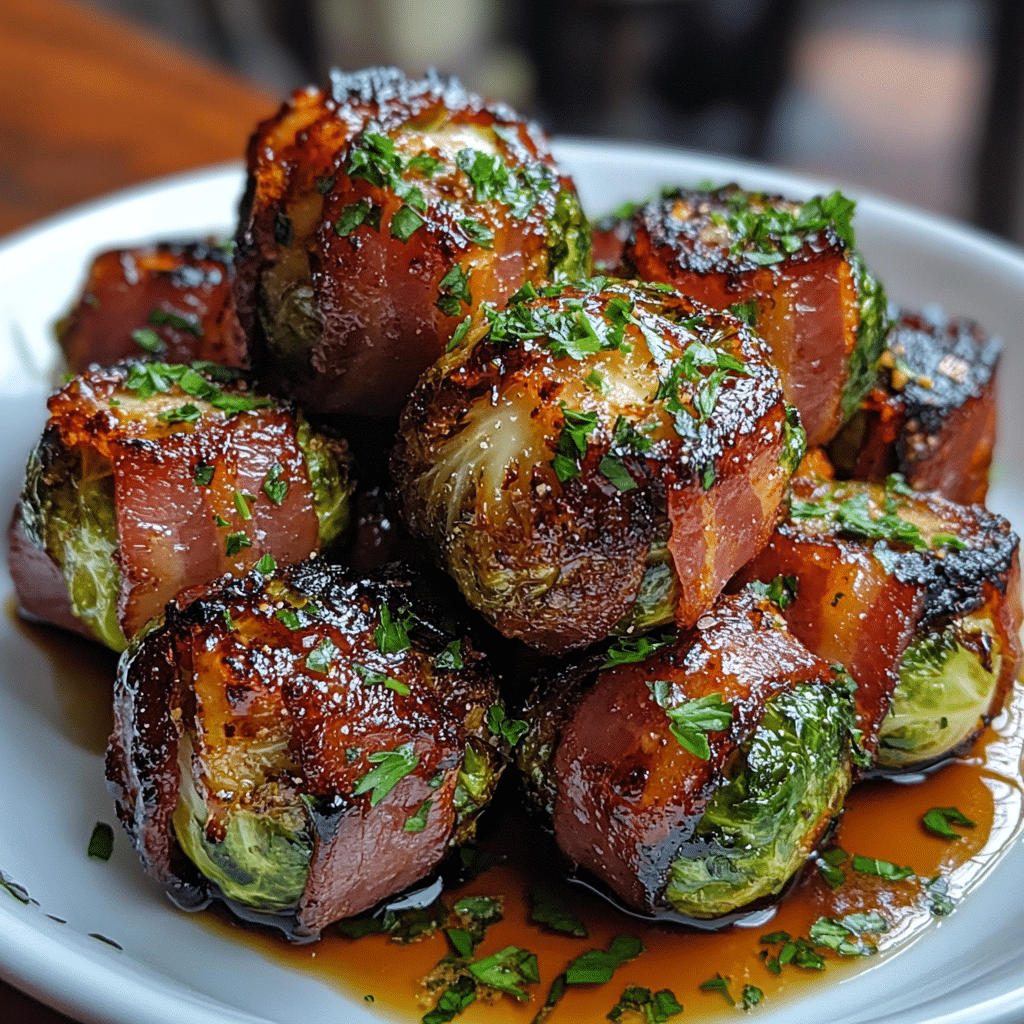 Bourbon Glazed Bacon-Wrapped Brussels Sprouts — restaurant-quality recipe photo