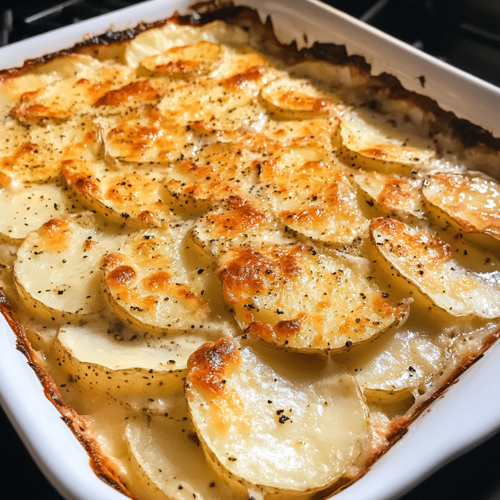 How to make Creamy Garlic Parmesan Potato Bake — key cooking step