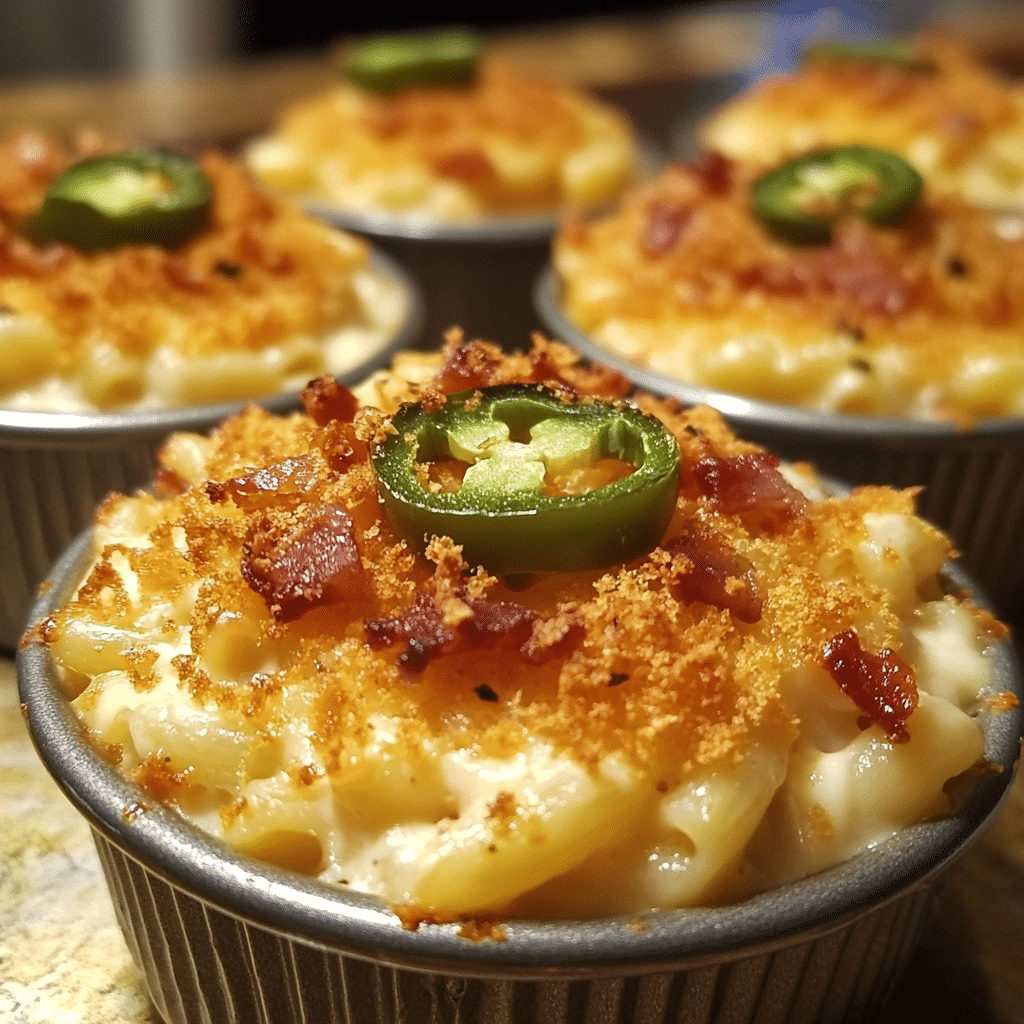 How to make Creamy Jalapeño Bacon Mac & Cheese Cups — key cooking step