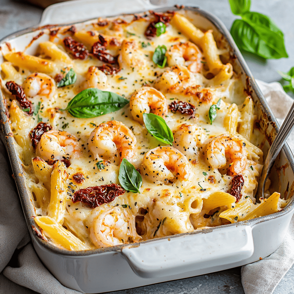 Creamy Tuscan Shrimp Pasta Bake — restaurant-quality recipe photo