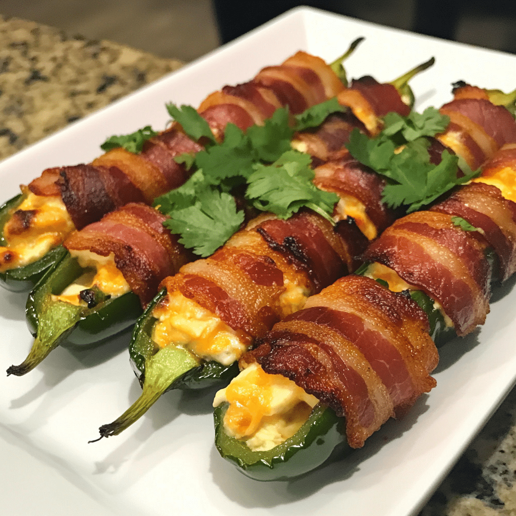 How to make Crispy Bacon-Wrapped Cheese-Stuffed Jalapeños — key cooking step