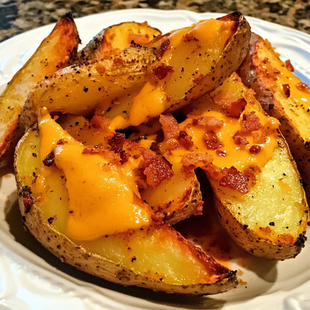 How to make Crispy Cheddar Bacon Potato Wedges — key cooking step