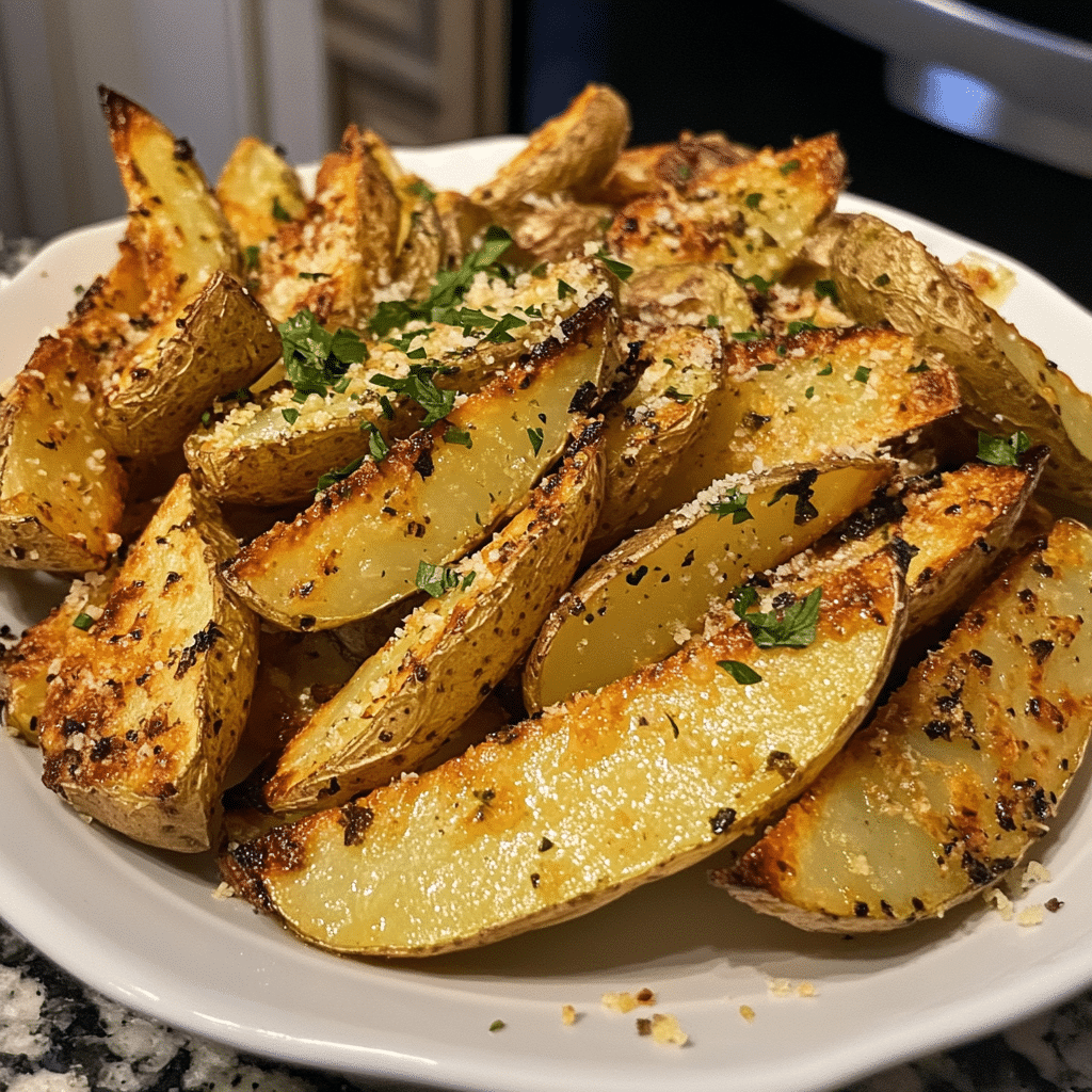 crispy garlic parmesan potato wedges — restaurant-quality recipe photo