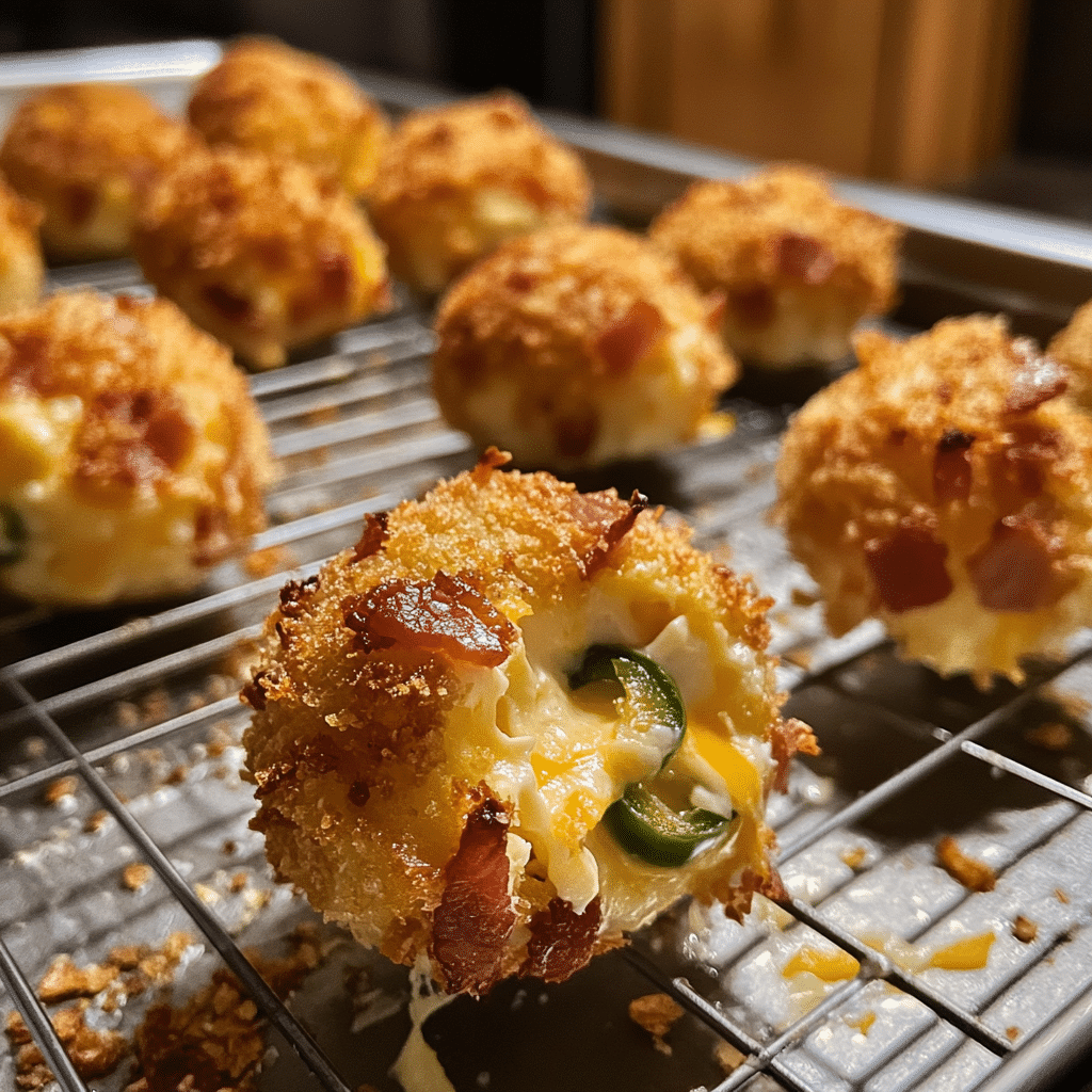 How to make Crispy Jalapeño Bacon Cheese Bombs — key cooking step