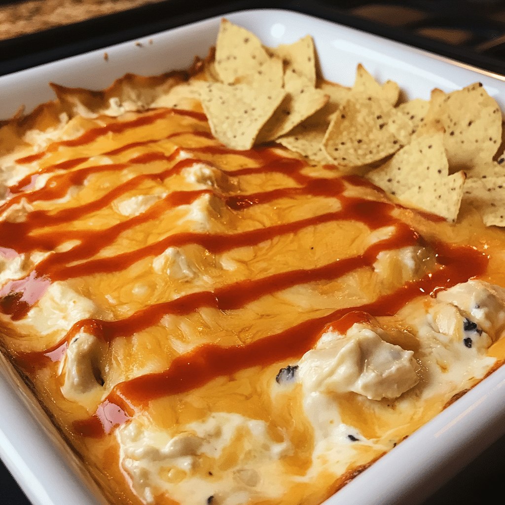 How to make Fiery Buffalo Chicken Cheese Dip for Game Day — key cooking step
