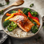 How to make Honey Glazed Teriyaki Salmon Bowl — key cooking step