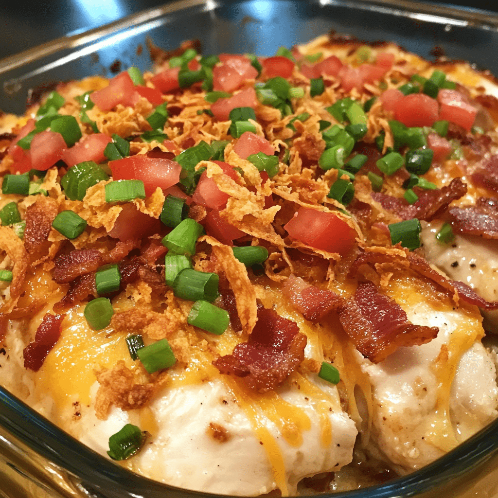 How to make Loaded Bacon Ranch Chicken Bake — key cooking step
