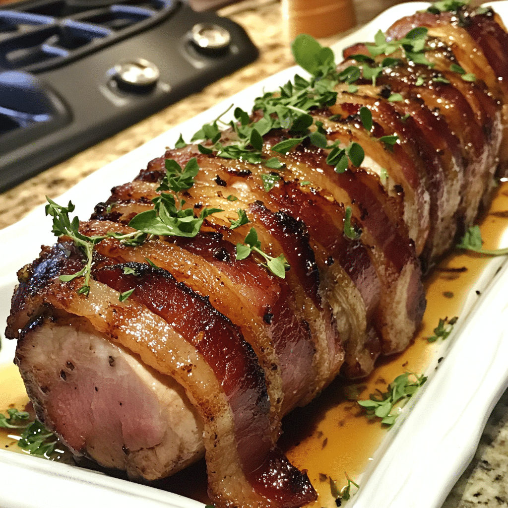 Maple Glazed Bacon-Wrapped Pork Tenderloin — restaurant-quality recipe photo