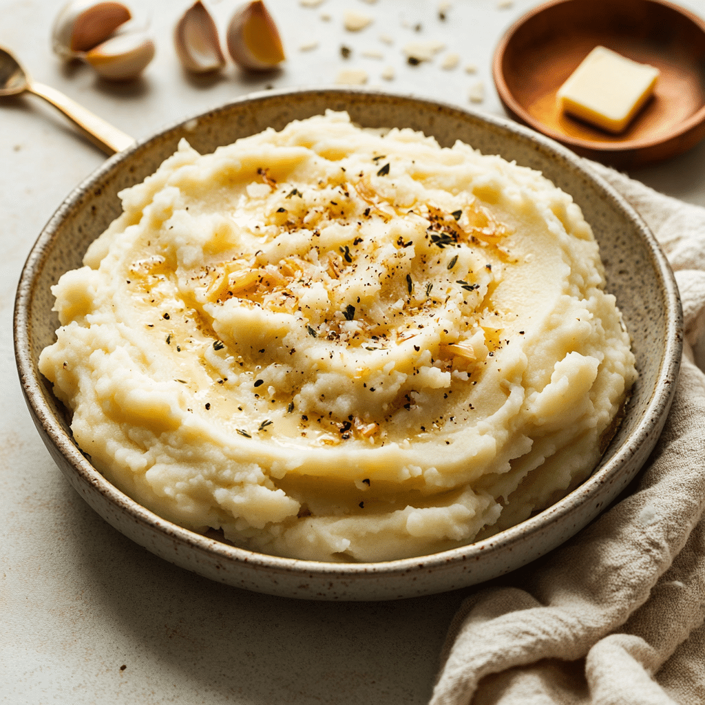 Roasted Garlic Parmesan Mashed Potatoes — restaurant-quality recipe photo