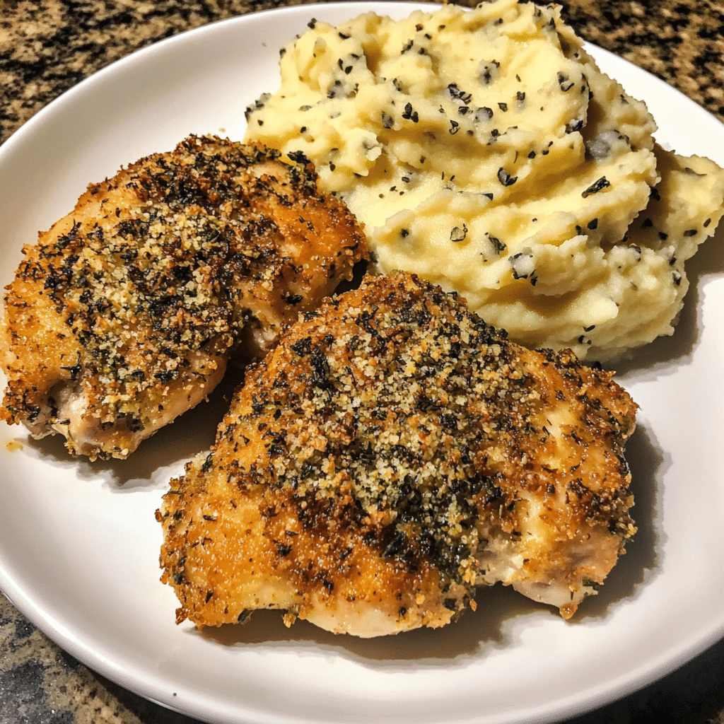 Savory Herb Crusted Chicken Thighs with Garlic Mashed Potatoes — restaurant-quality recipe photo