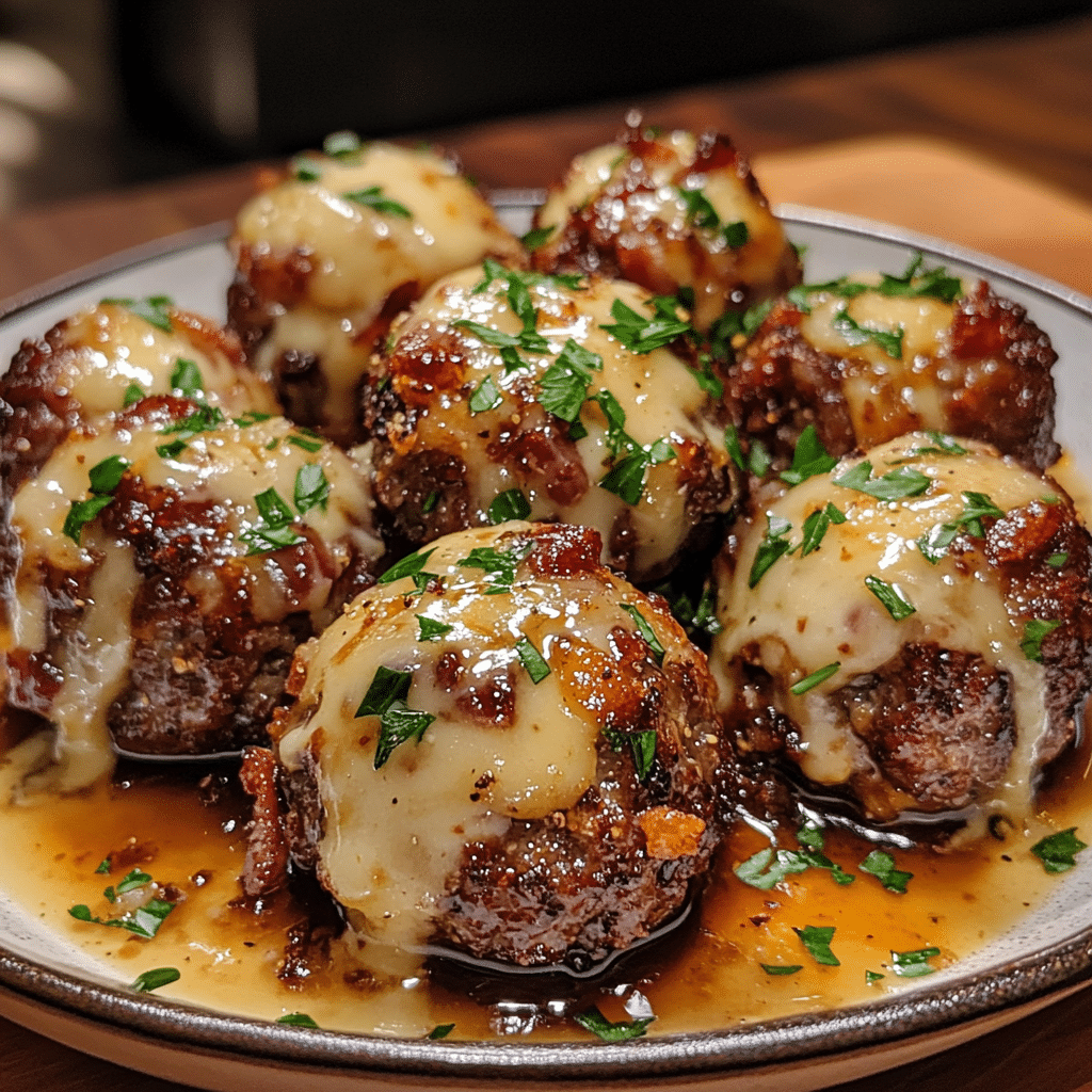 How to make Smoked Cheddar Bacon Stuffed Meatballs — key cooking step