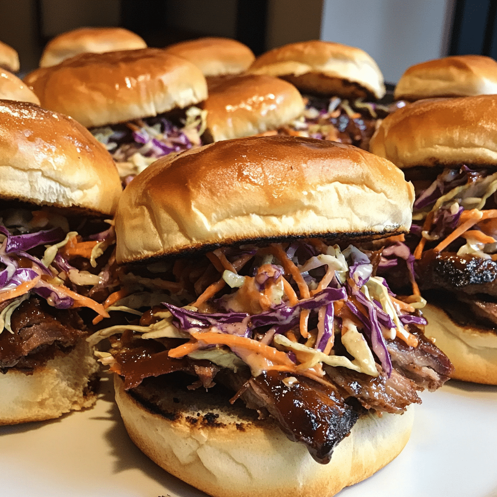 How to make Smoky BBQ Brisket Sliders with Crunchy Slaw — key cooking step