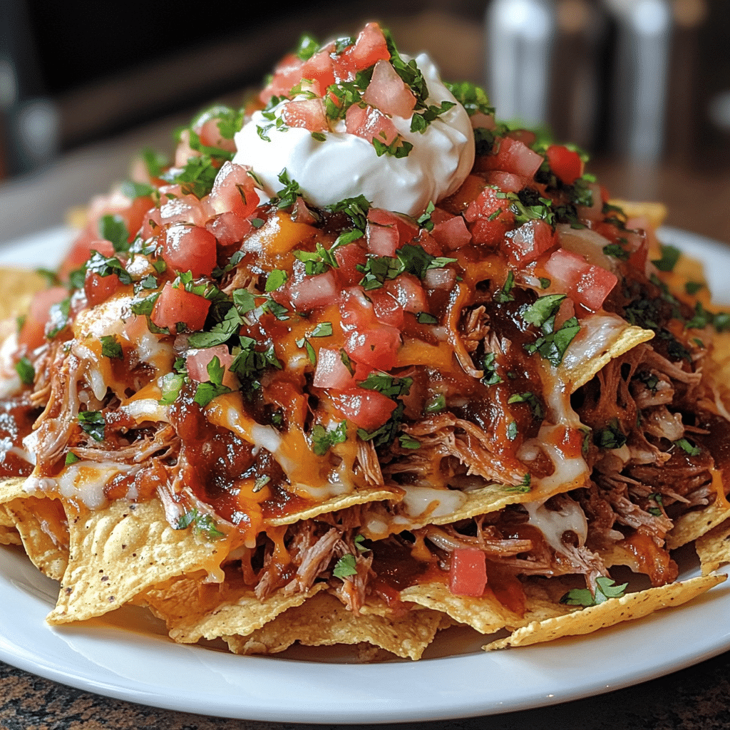 How to make Smoky Bourbon BBQ Pulled Pork Nachos — key cooking step