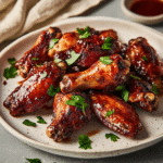 How to make Smoky Maple Bourbon Glazed Wings — key cooking step