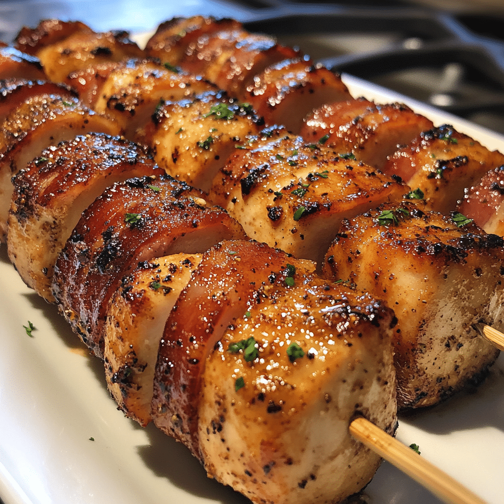 How to make Spicy Chipotle Bacon-Wrapped Chicken Skewers — key cooking step