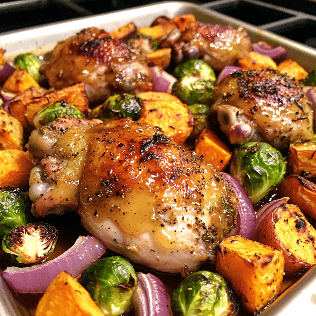 How to make Spicy Maple Glazed Chicken Thighs with Roasted Veggies — key cooking step