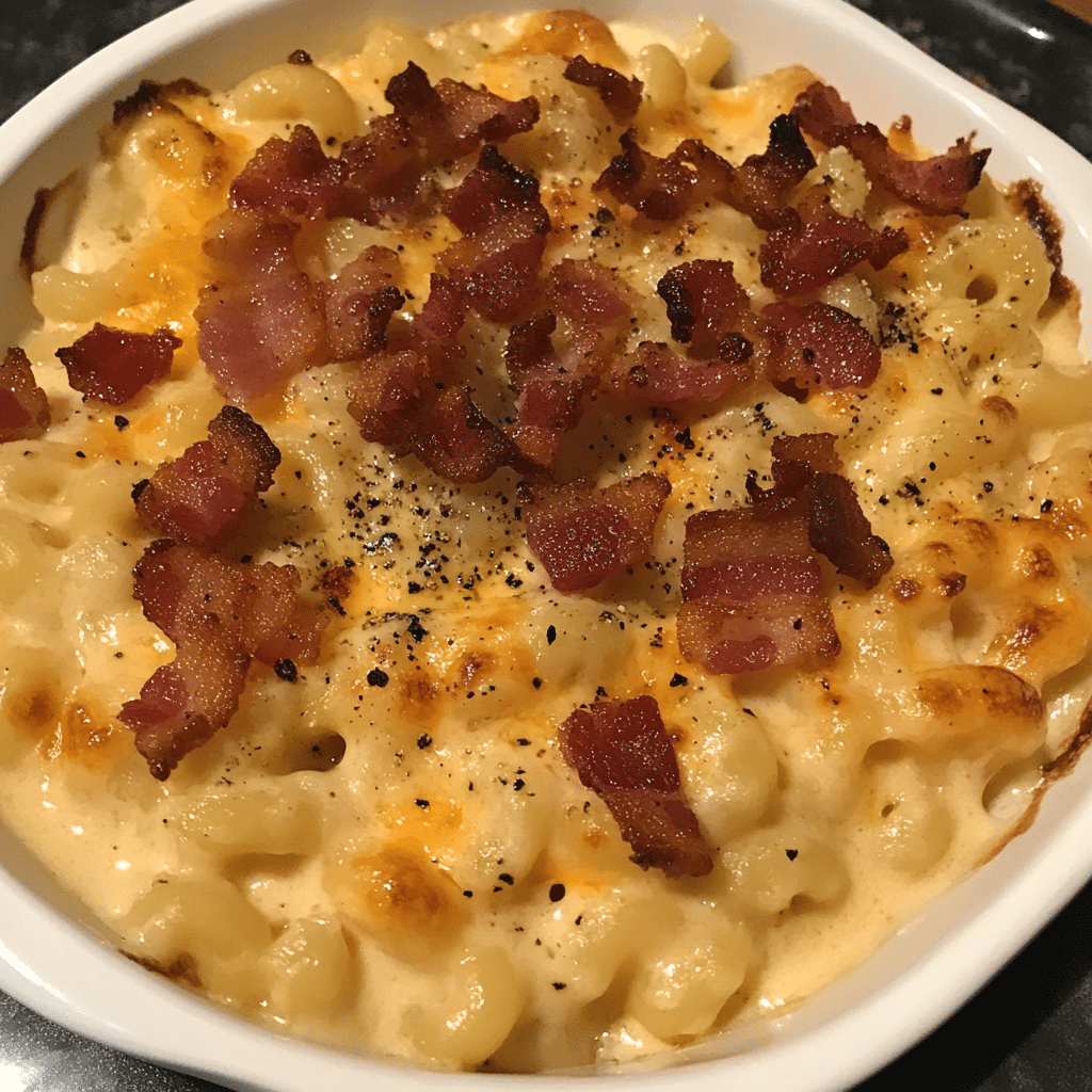 How to make Truffle Bacon Mac & Cheese Delight — key cooking step