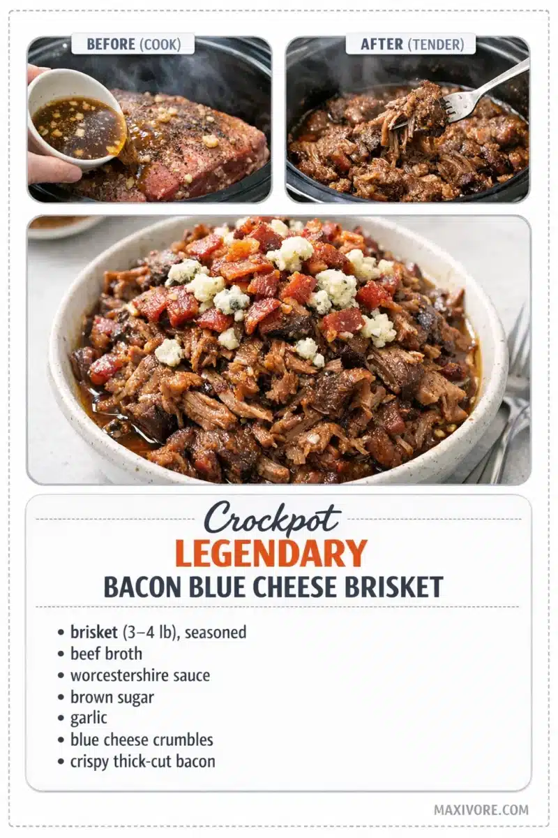 Bacon Blue Cheese Brisket Slow Cooker Recipe