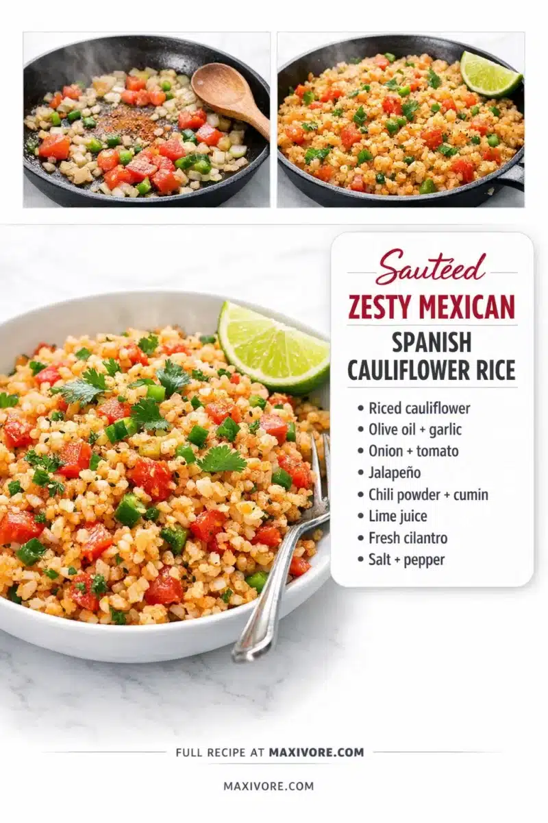 Spanish Cauliflower Rice to Eat with Mexican Food