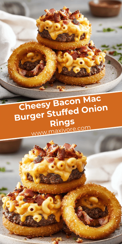Cheesy Bacon Mac Burger Stuffed Onion Rings