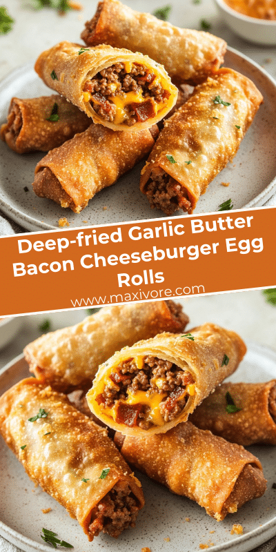 Deep-fried Garlic Butter Bacon Cheeseburger Egg Rolls