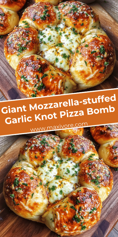Giant Mozzarella-stuffed Garlic Knot Pizza Bomb