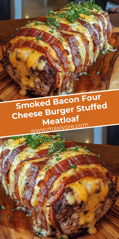 Smoked Bacon Four Cheese Burger Stuffed Meatloaf
