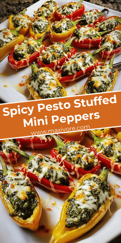 Spicy Pesto Stuffed Mini Peppers