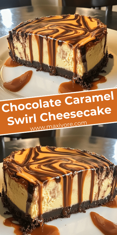 Chocolate Caramel Swirl Cheesecake