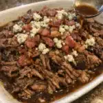 How to make Bacon Blue Cheese Brisket Slow Cooker Recipe — key cooking step