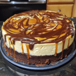 How to make Chocolate Caramel Swirl Cheesecake — key cooking step