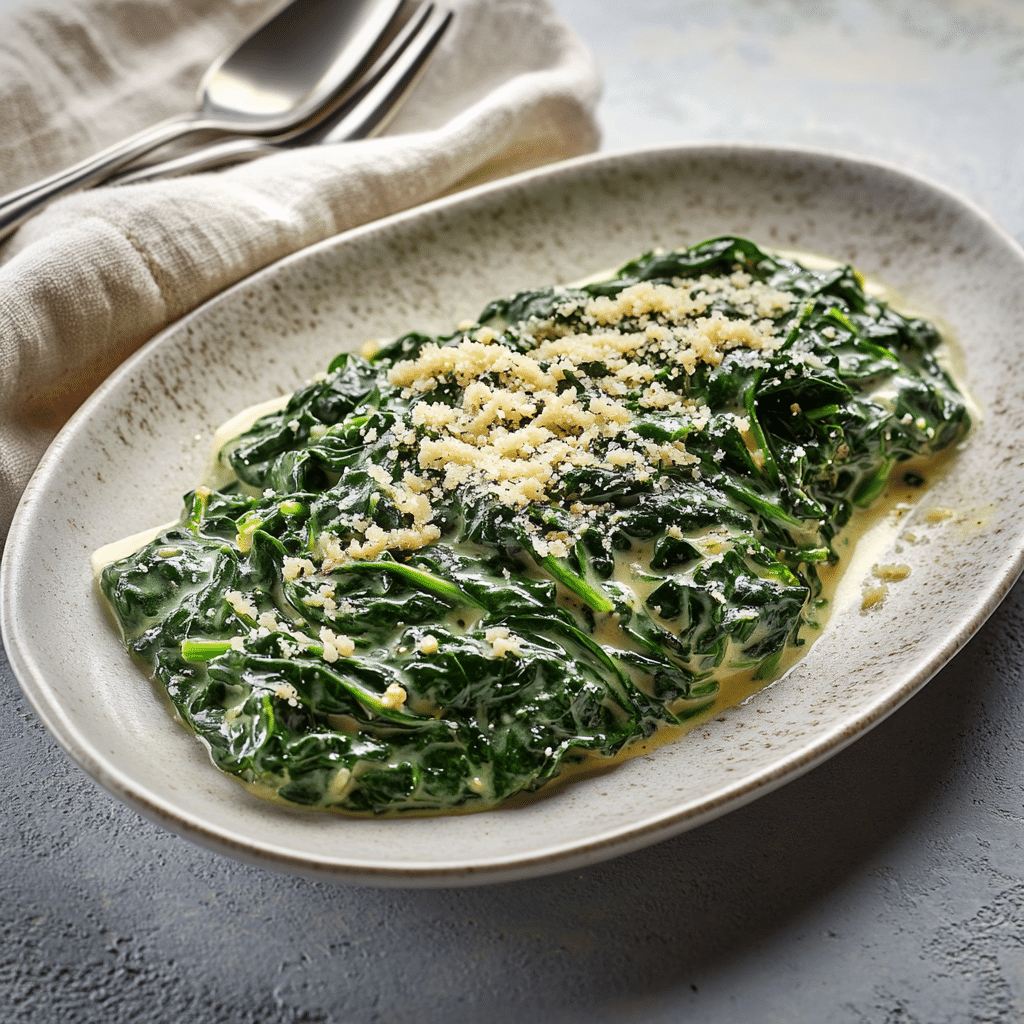 How to make Creamy Garlic Parmesan Spinach — key cooking step