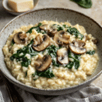 How to make Creamy Spinach and Mushroom Risotto — key cooking step