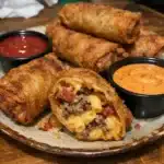 Deep-Fried Bacon Mac Cheeseburger Stuffed Egg Rolls 5 How to make Deep-fried Bacon Mac Cheeseburger Stuffed Egg Rolls — key cooking step