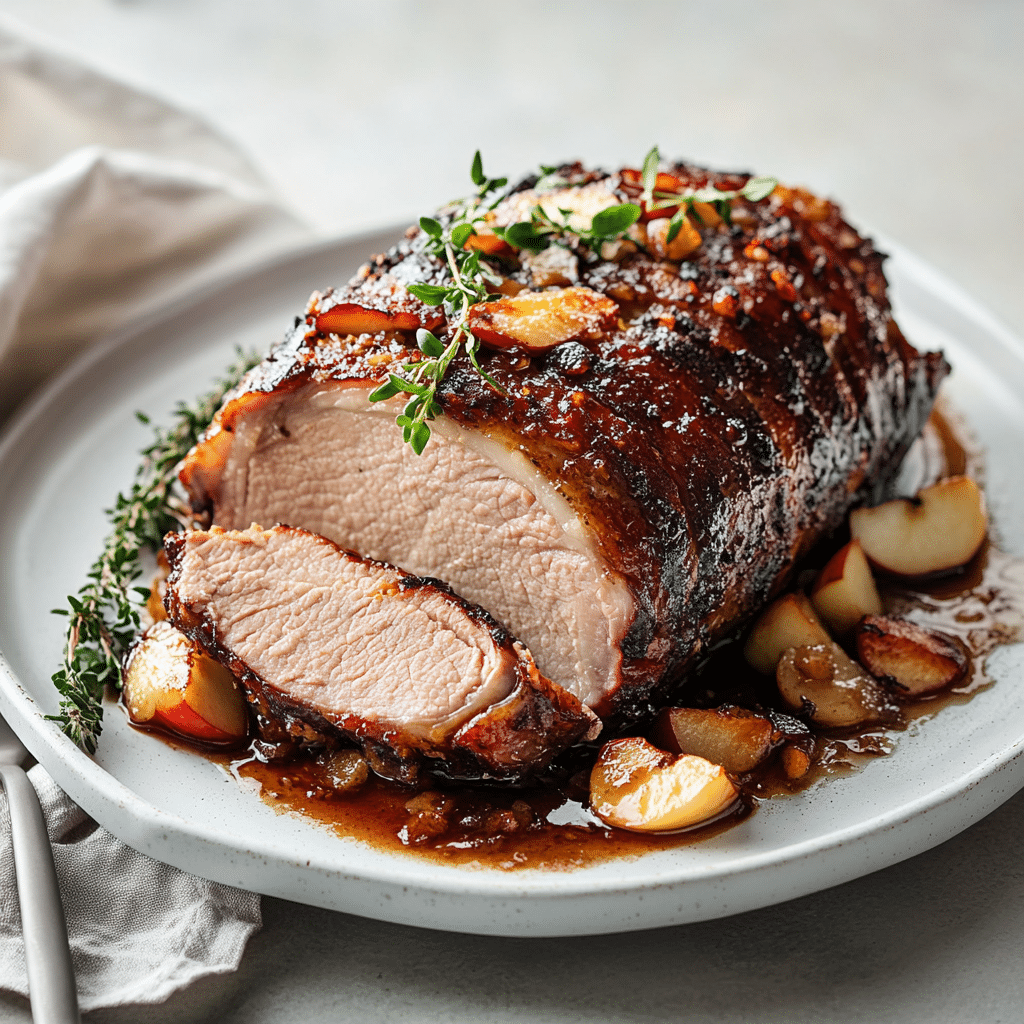 Fire-kissed Apple Bourbon Pork Roast with Brown Sugar Crust — restaurant-quality recipe photo