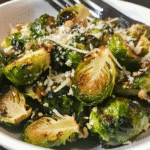 How to make Garlic Parmesan Roasted Brussels Sprouts — key cooking step