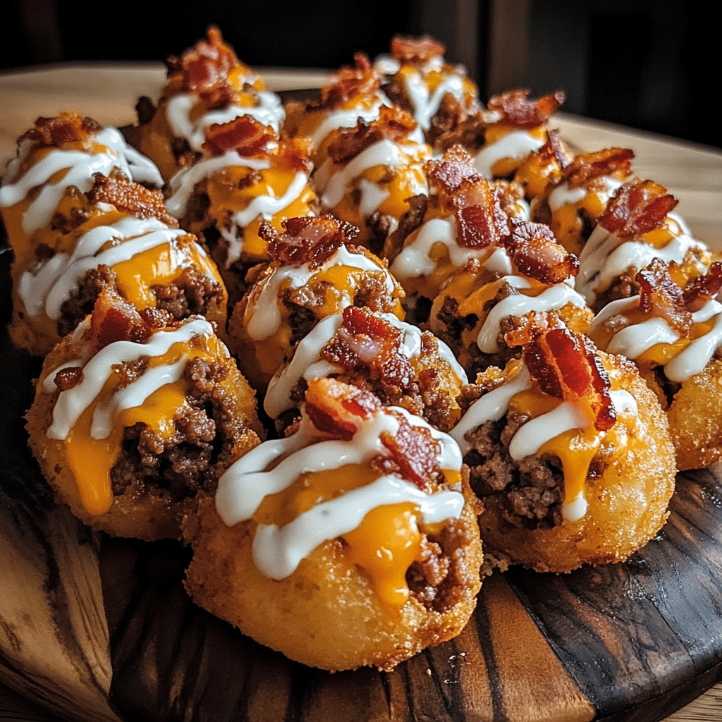 Loaded Bacon Ranch Cheeseburger Stuffed Tater Tot Bombs — restaurant-quality recipe photo