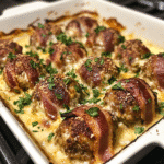 How to make Savory Bacon-wrapped Meatball Casserole — key cooking step
