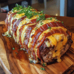 How to make Smoked Bacon Four Cheese Burger Stuffed Meatloaf — key cooking step