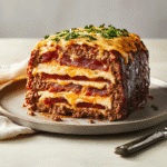 Smoked Bacon Triple-cheese Stack Meatloaf — restaurant-quality recipe photo
