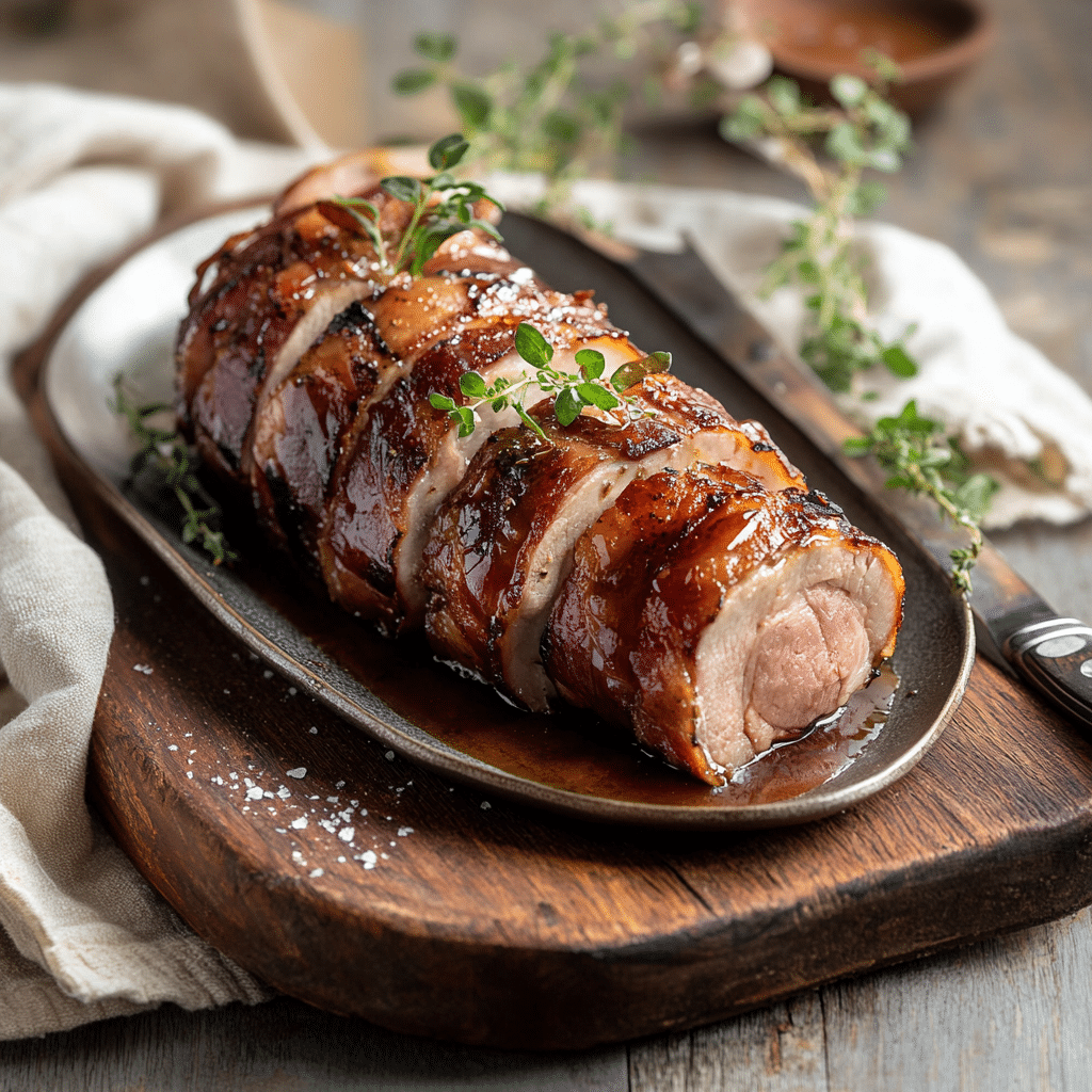 Smoked Bacon-wrapped Pork Tenderloin with Maple Glaze — restaurant-quality recipe photo