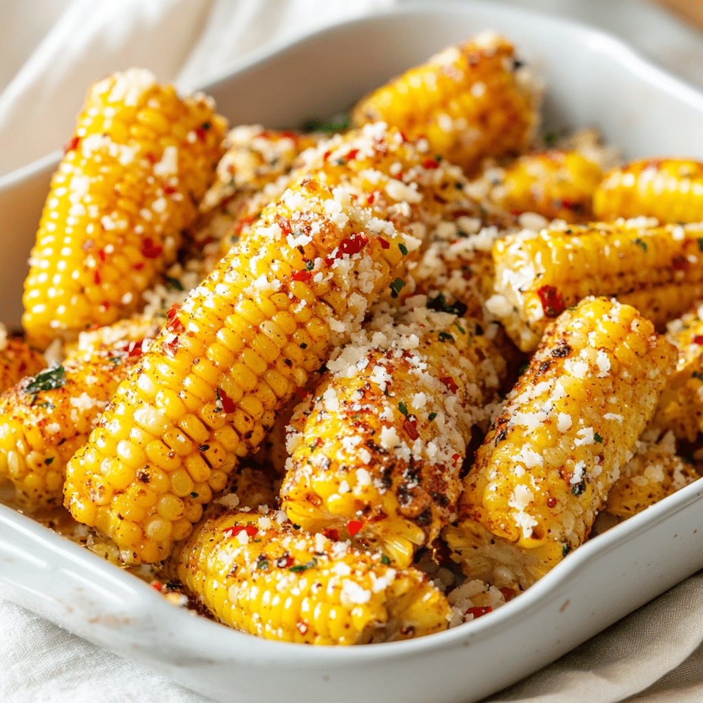 Spicy Garlic Parmesan Roasted Corn — restaurant-quality recipe photo