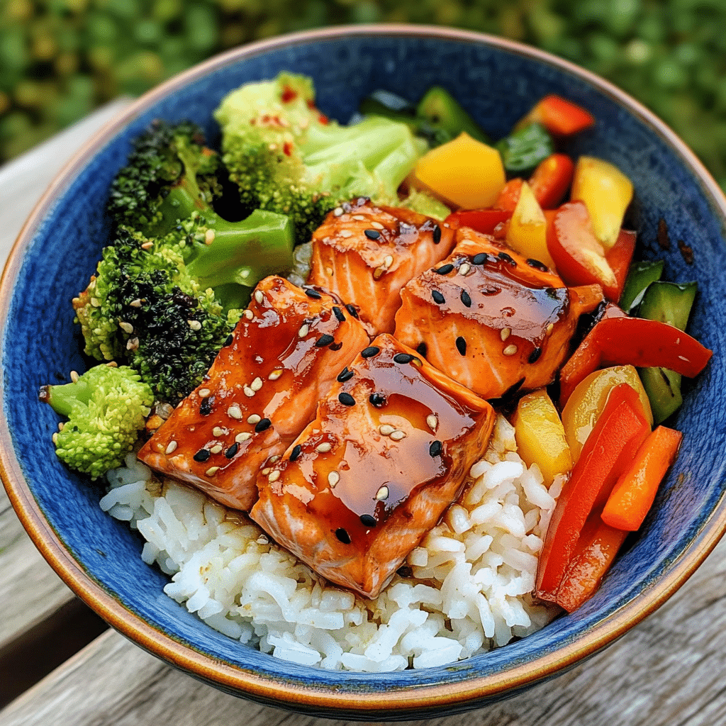 Spicy Honey Garlic Glazed Salmon Bowl — restaurant-quality recipe photo