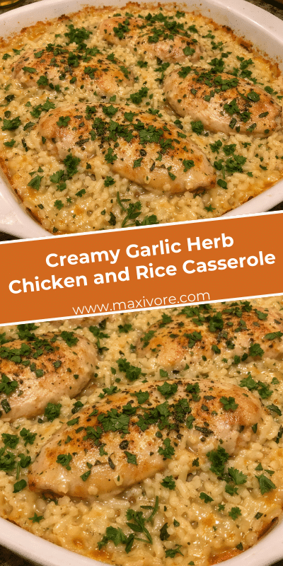Creamy Garlic Herb Chicken and Rice Casserole