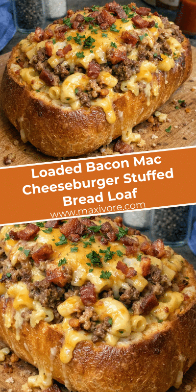 Loaded Bacon Mac Cheeseburger Stuffed Bread Loaf
