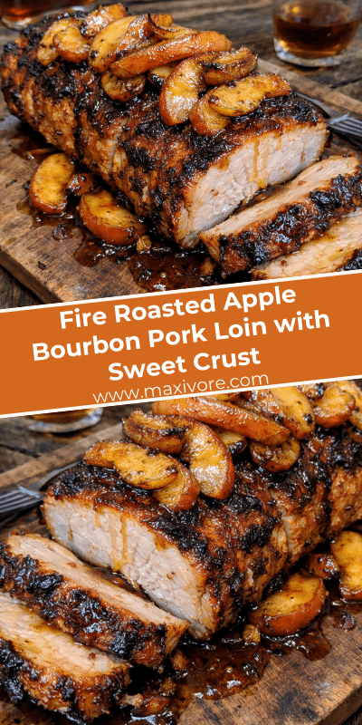 Fire Roasted Apple Bourbon Pork Loin with Sweet Crust