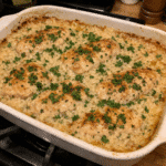 How to make Creamy Garlic Herb Chicken and Rice Casserole — key cooking step
