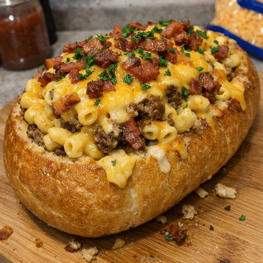 Loaded Bacon Mac Cheeseburger Stuffed Bread Loaf — restaurant-quality recipe photo