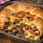 How to make Loaded Bacon Mac Cheeseburger Stuffed Crescent Bake — key cooking step