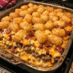 Loaded Bacon Mac Cheeseburger Tater Tot Bomb Bake — restaurant-quality recipe photo